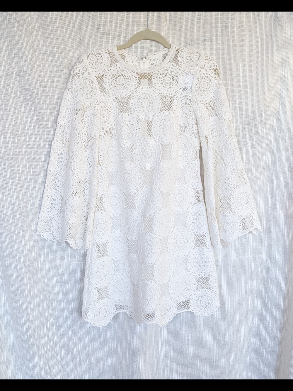 NWT Zimmermann Junie White Crochet Lace Tunic Mini Dress, Size US4 - Picture 3 of 12